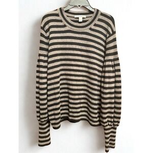 Women’s Striped Crewneck Sweater - Beige & Black